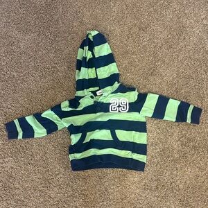 Cherokee Striped Hooded Pullover in Lime Green & Navy
